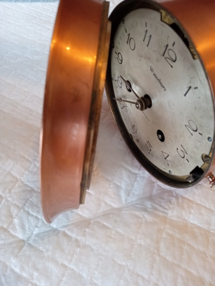 RARE WATERBURY SHIPS Clock & Barometer Working condition