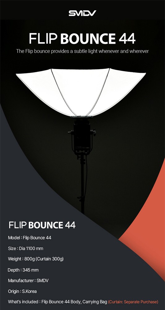 SMDV FLIP BOUNCE 44 w/ Bag /Studio Photography Top Light Diffuser Ceiling Effect