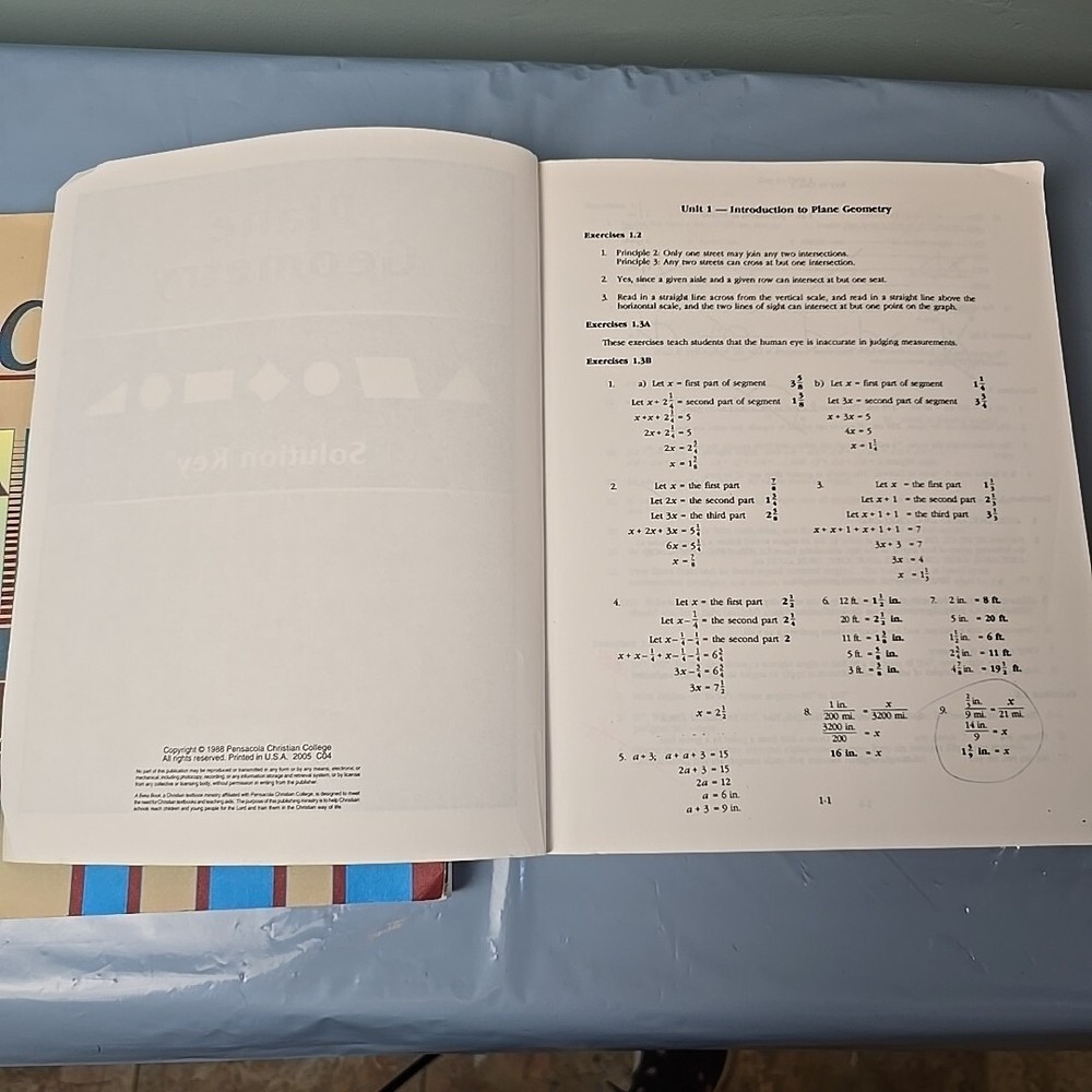 Abeka Plane Geometry Set Text Solution Key And Test/Quiz Key Books