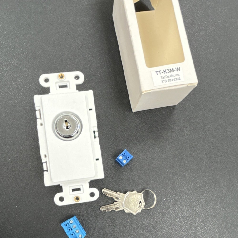 TacTouch TT-K3M-W Lockable Wall Key Switch White Plastic Metal Control Panel