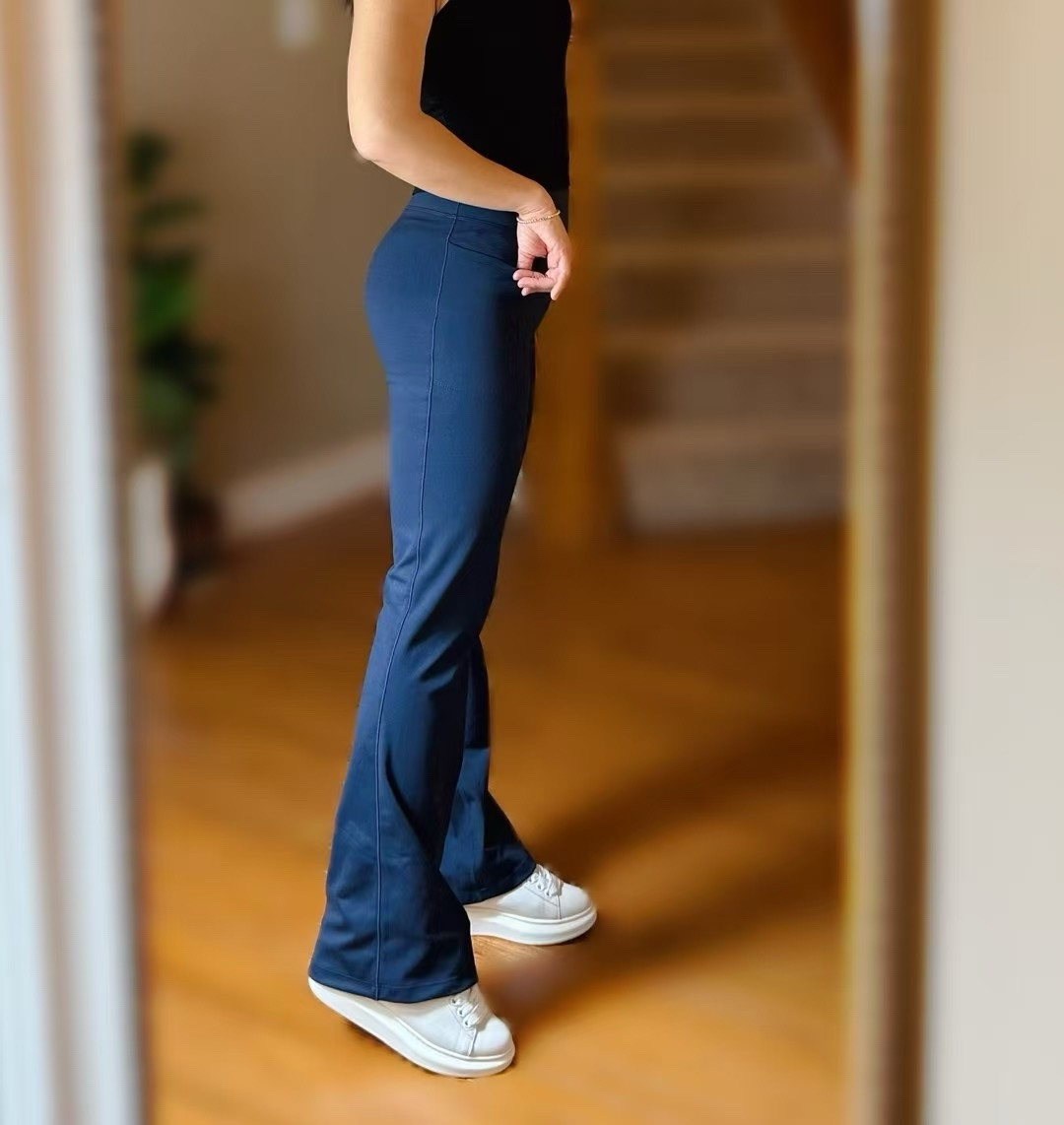 Jockey Ladies' Yoga Pant Super Comfy High Rise Neo Navy Flare Stretch Sz S M