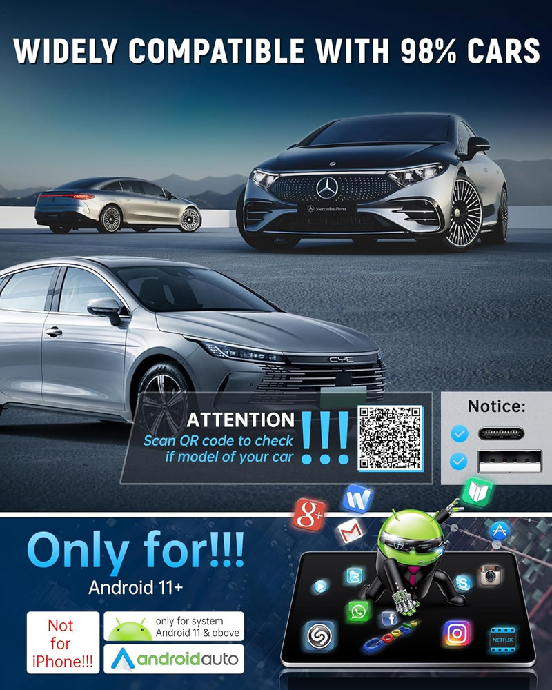 Android Auto Wireless Adapter for Factory Wired Android Auto Car, Instant Con...