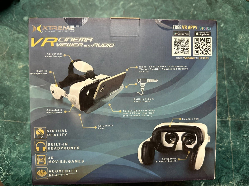 VR Cinema Viewer With Audio Virtual Reality Headset.