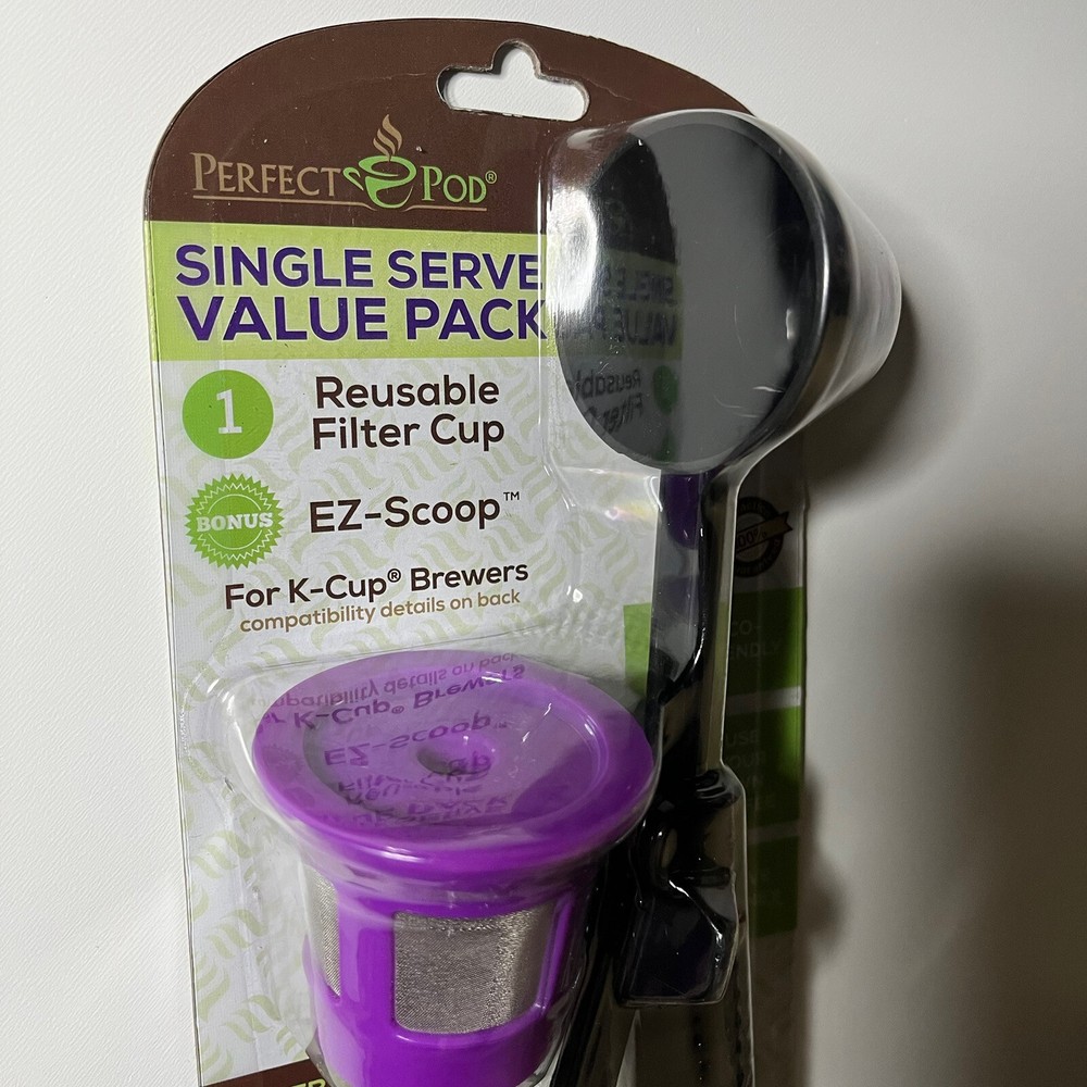 Perfect Pod SINGLE SERVE KIT: REUSABLE COFFEE FILTER CUP & EZ-SCOOP for K-CUP