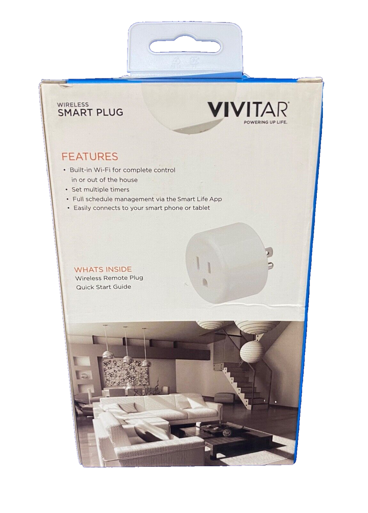 Vivitar Wireless Smart Plug, WIFI, Programable, Location, App Control, Brand New