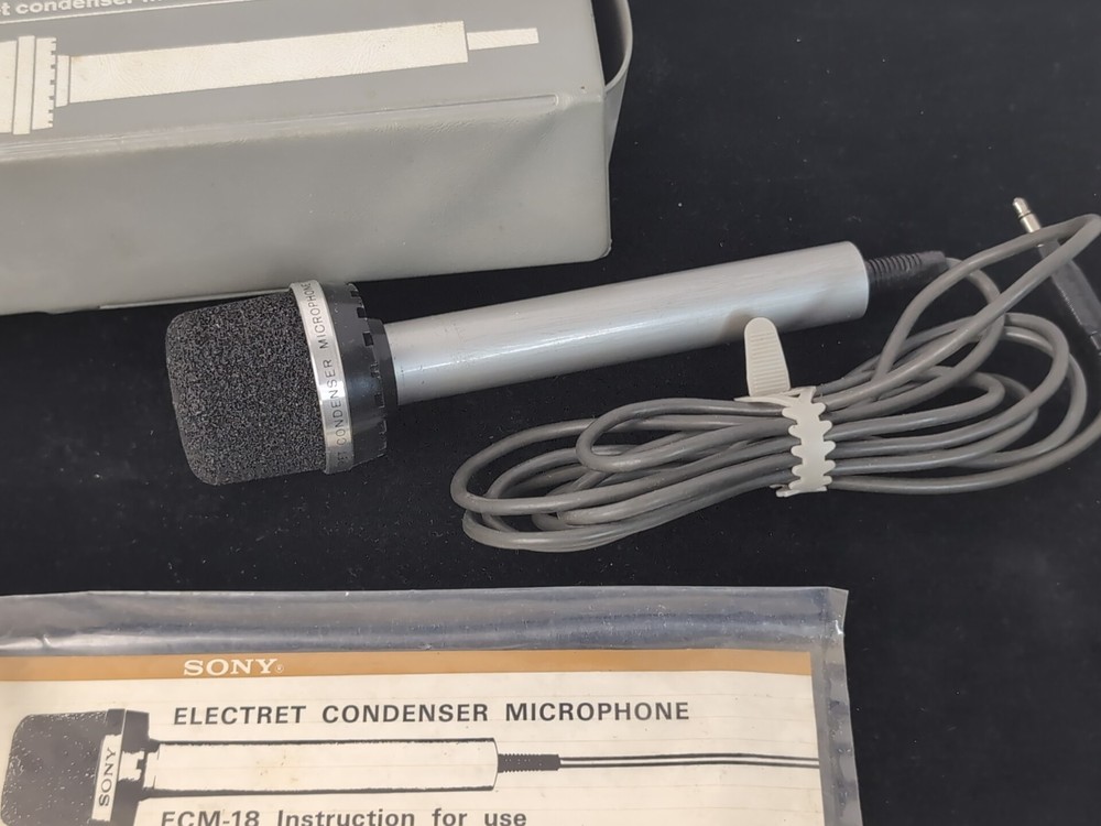 Sony Electret Condenser Microphone ECM-18 W/ Case & Instructions
