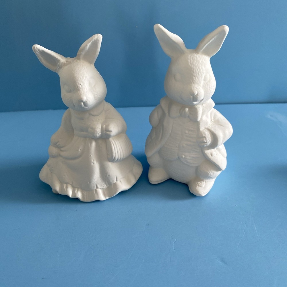 Ceramic Bisque Easter Bunny Couple Ready To Paint