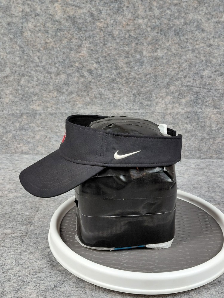 Nike Dry Fit Visor Black With Red/white Paw Strapback Hooknloop