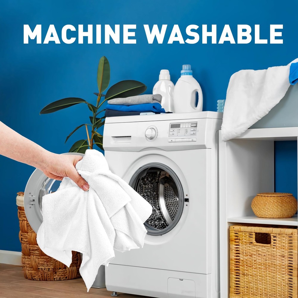 TEAWOO White Microfiber Towels- 18 Pack, Cleaning 18