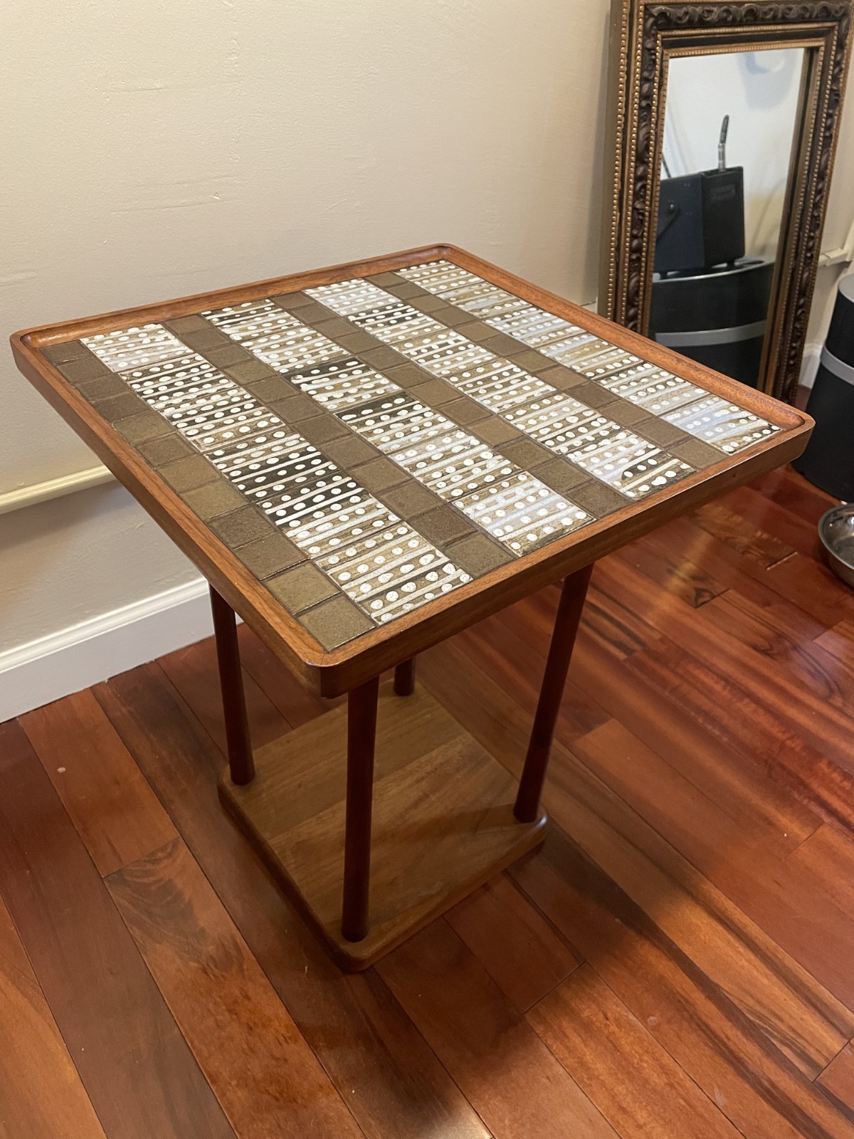 Jane and Gordon Martz Wood and Ceramic Top Square Side Table MCM