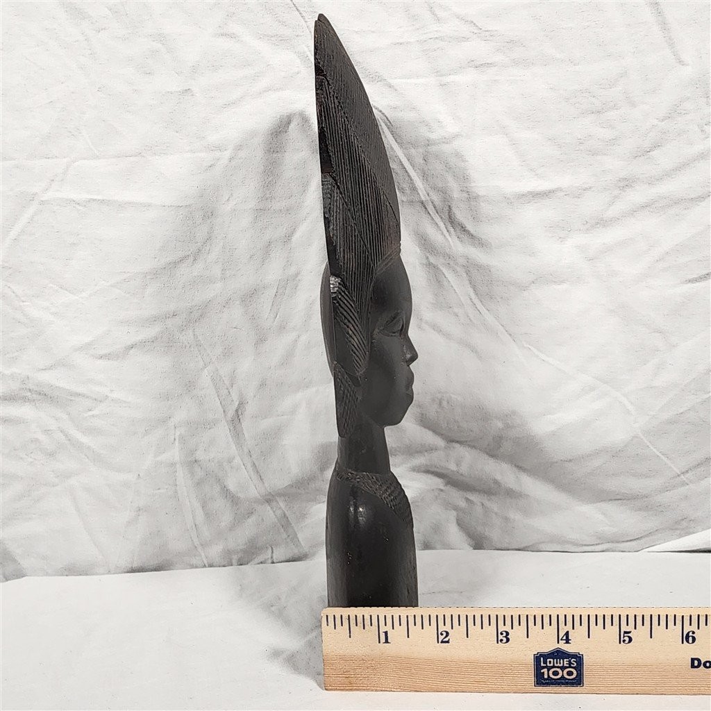 VTG African Bust Sculpture Carved Wood Woman Tribal Art Hand Carved GUC