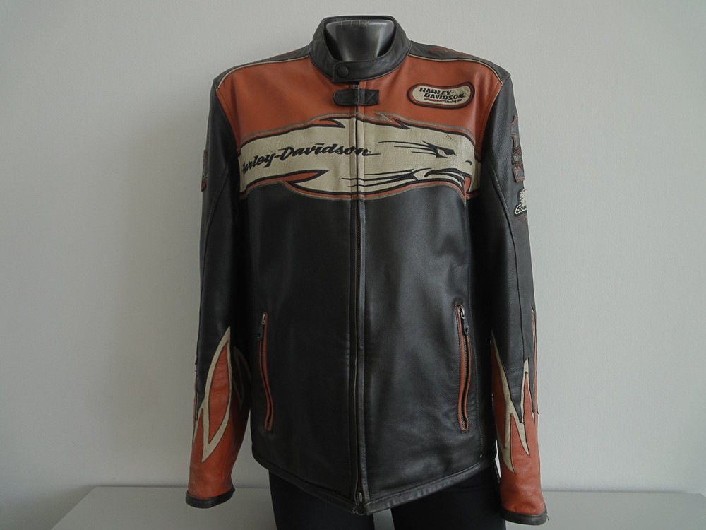 Harley Davidson Men's Leather Jacket Size L Model Racing "Eagle"