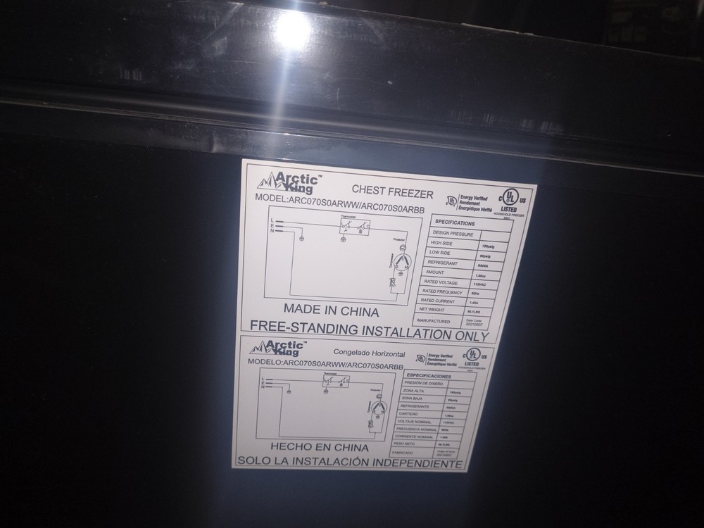 Two Arctic King Black Chest Freezers