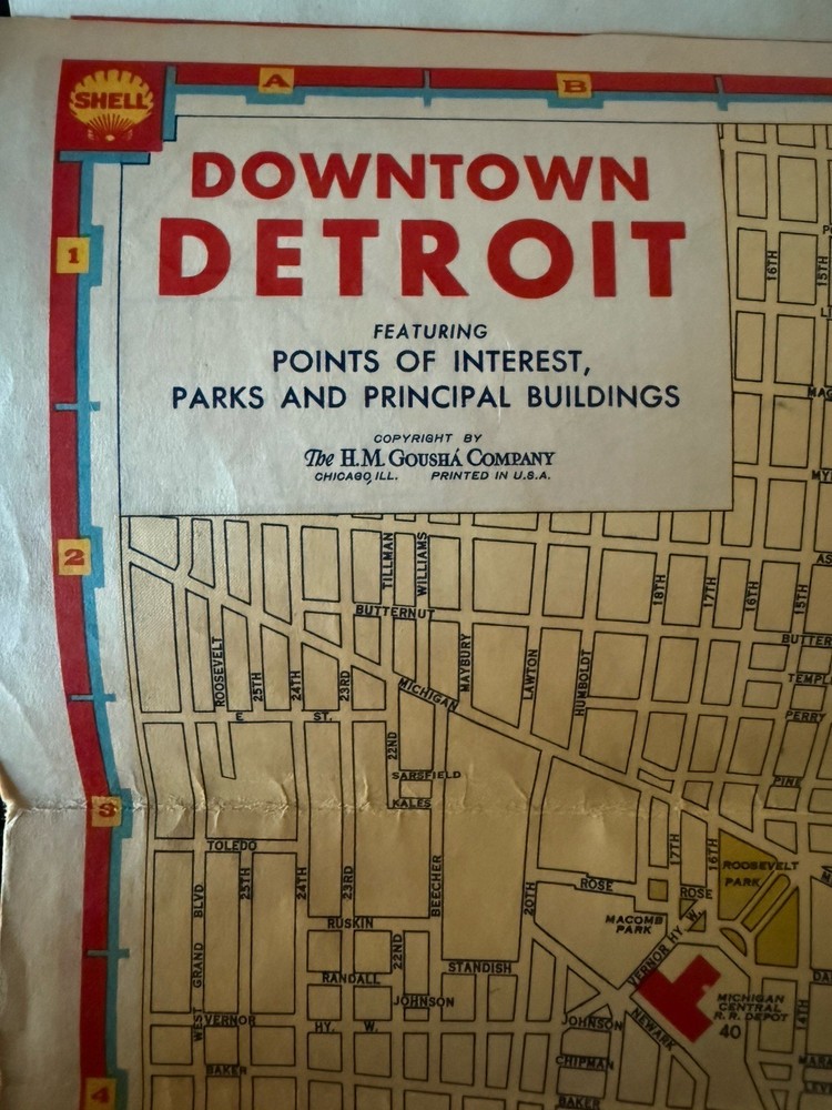 1938 Douglas "Wrong Way" Corrigan Signed Detroit Shell Map Aviation Autograph