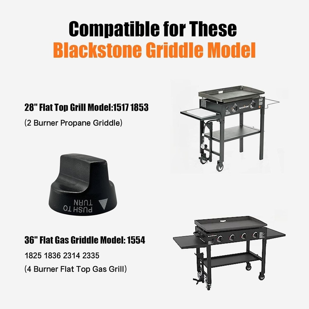 Durable Replacement Burner Knobs for Blackstone 28" & 36" Griddles, Black Finish