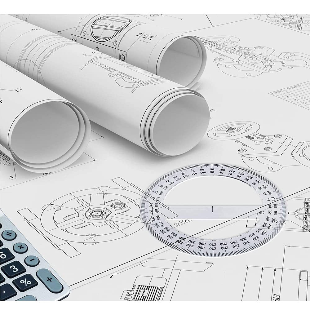 360 Degree Clear Protractor 20cm/8 Inch Diameter Plastic Math Protra...