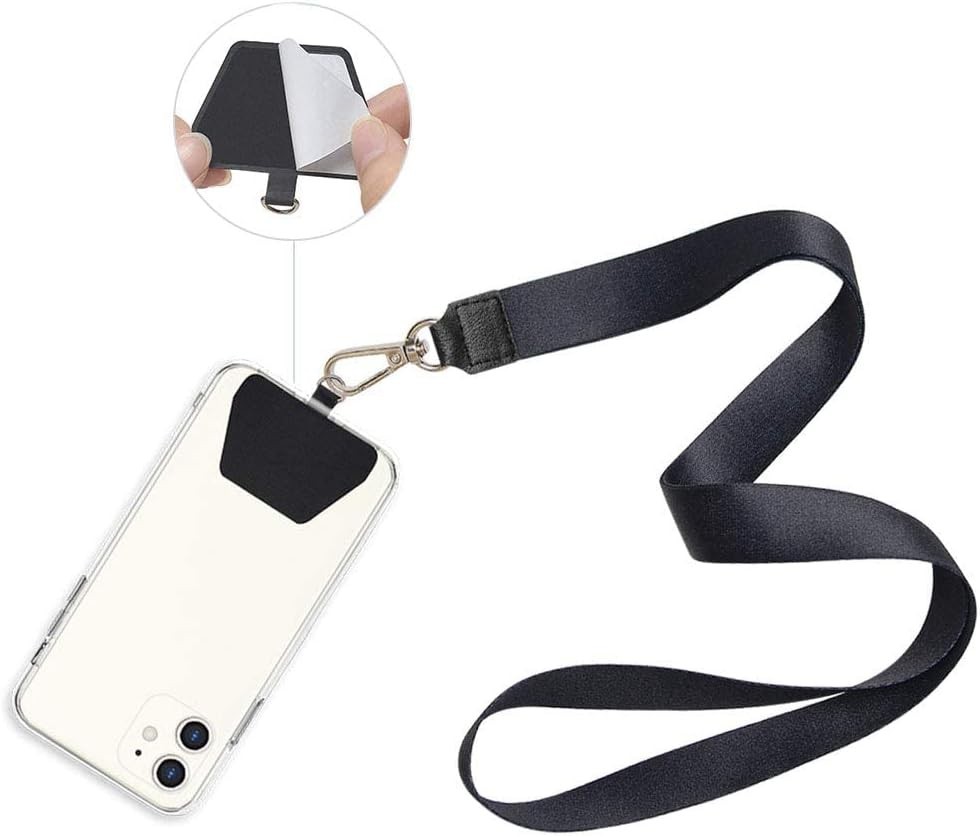 Durable Phone Tether Tab - Easy Install Safety Strap, 4 Black Tether Tabs