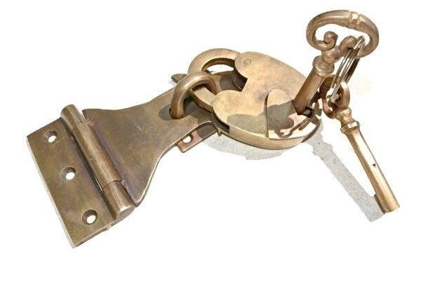 HASP & STAPLE box door cupboard Padlock solid brass 2 keys padlock BOX chest