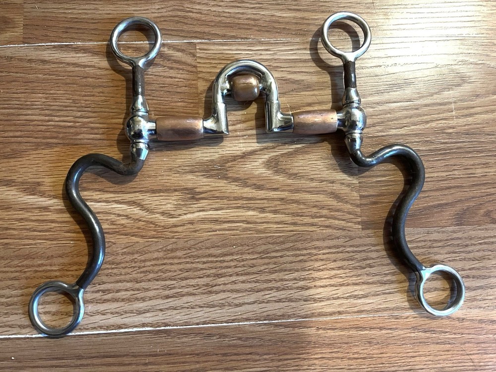 5” Fancy Western Correction Bit With Copper Rollers Dotted S Shanks