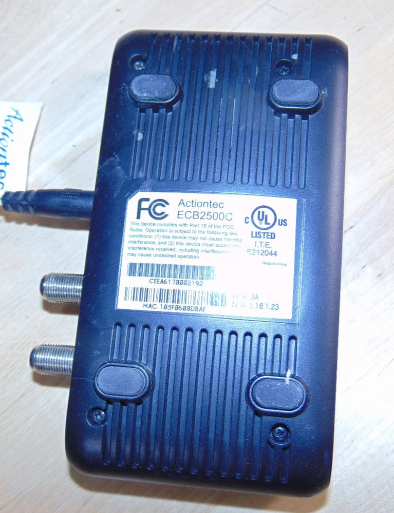 Actiontec ECB2500C MoCA Network Adapter Ethernet Over Coax With Power Supply