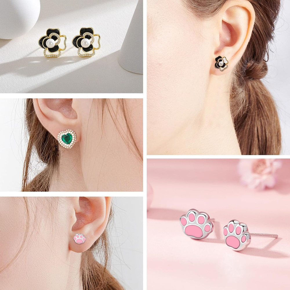210Pcs Hypoallergenic Earring Backs & Posts - 925 Silver, Silver-Plated Copper,