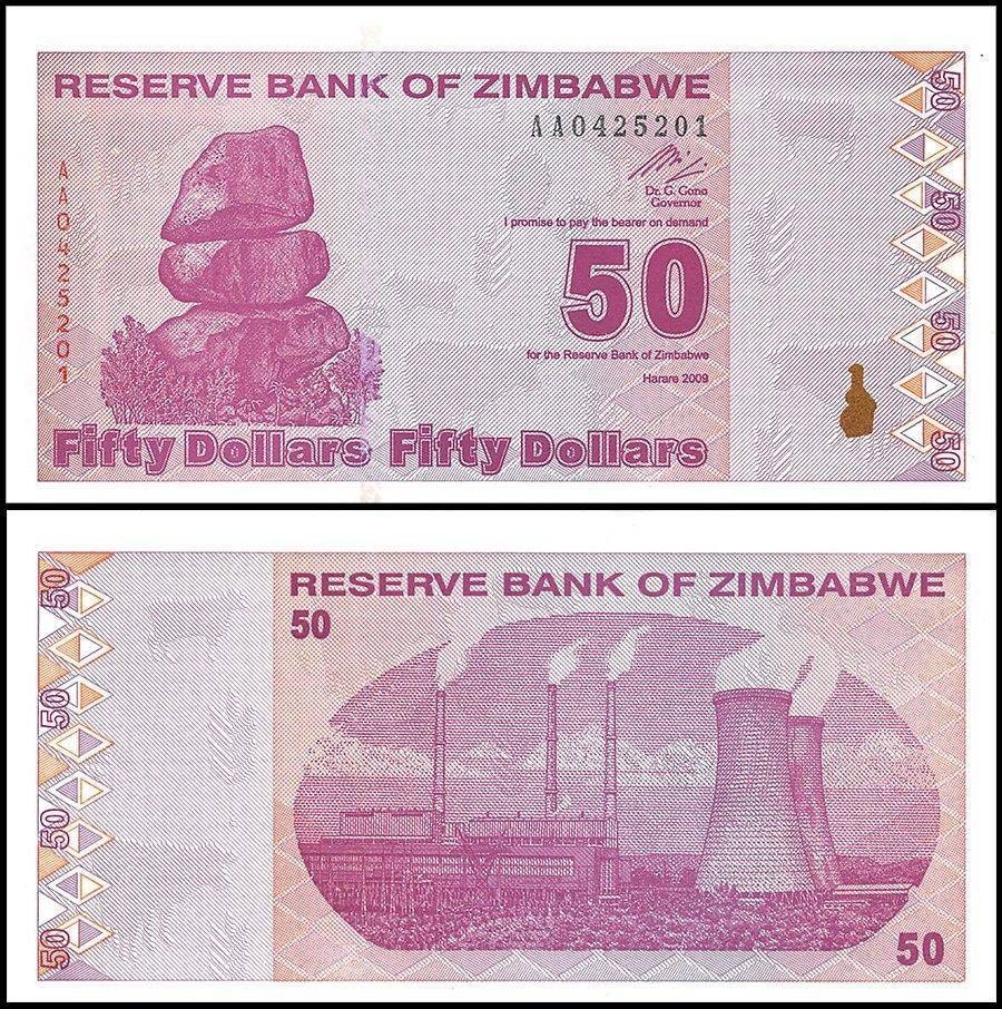 Zimbabwe 50 Dollars, 2009, P-96, UNC