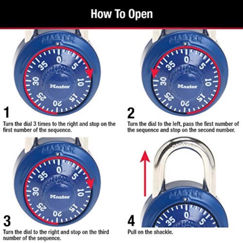 Master Lock 1530DCM Assorted Metal Combination Dial Padlock 1-7/8in.