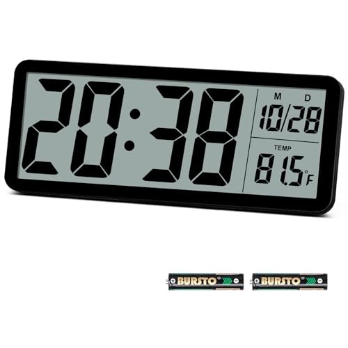 Digital LCD Wall Clock Easy to Set, 8.5 Inch LCD Screen with Black