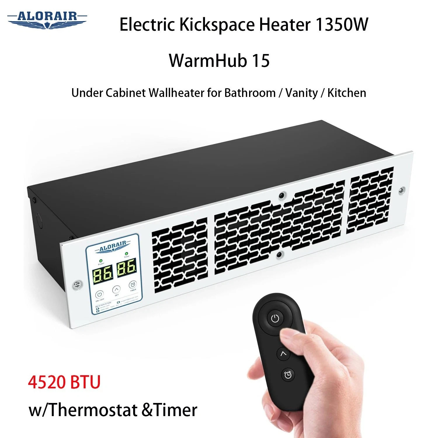 ALORAIR Electric Kickspace Heater 4520BTU Toe Kick Embedded w/Thermostat & Timer