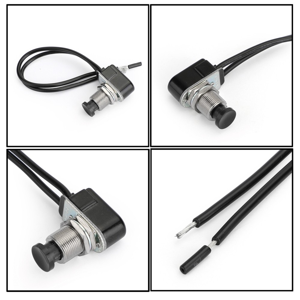 5pc Normally Open Momentary Self-resetting Push Button Reset Switch w/Wire Black