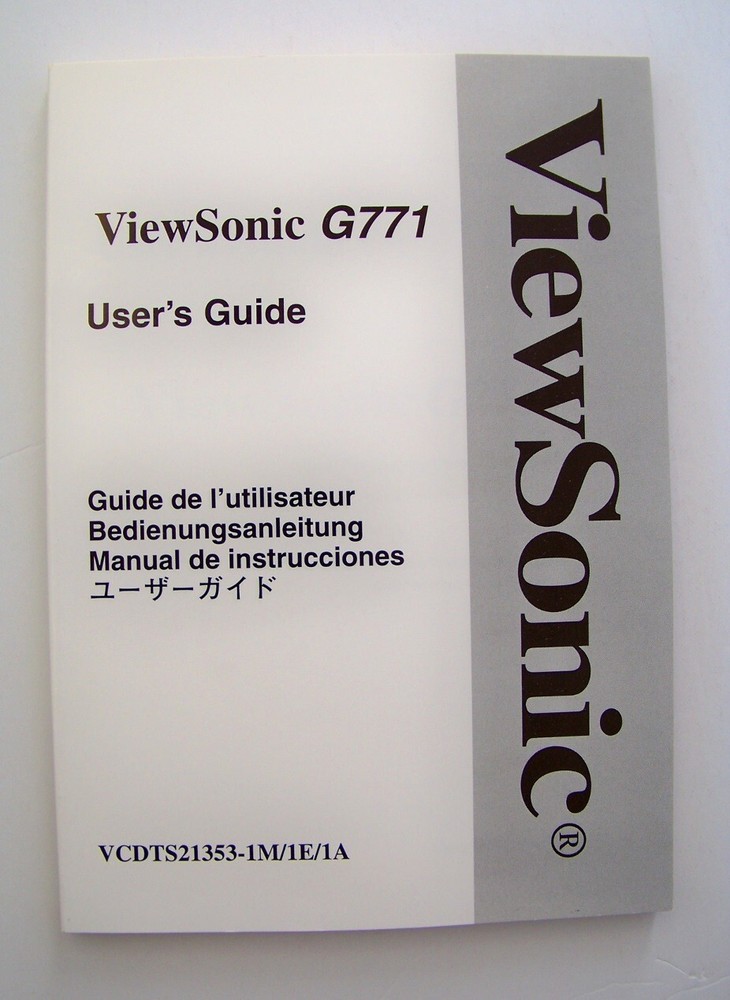 MANUAL ONLY - ViewSonic G771  User's Guide