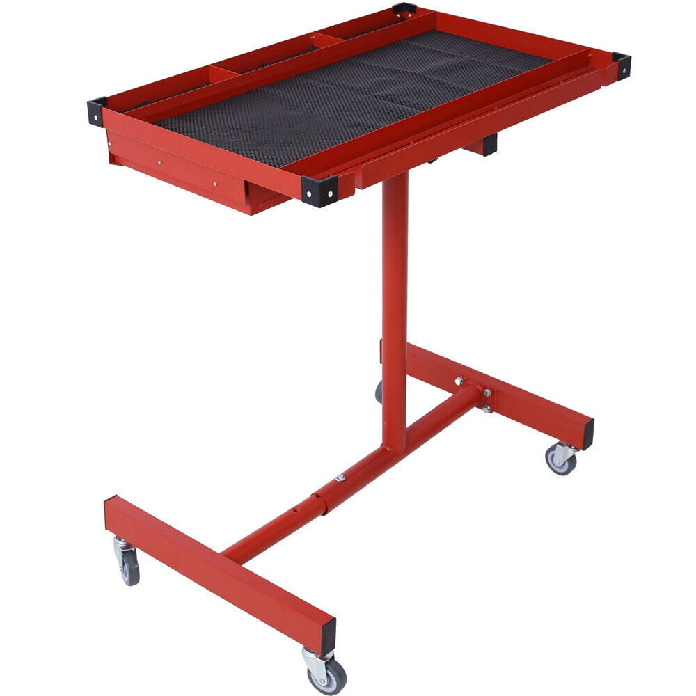 Heavy Duty Adjustable Work Table Bench With Drawer 220 lbs Rolling Tool Cart