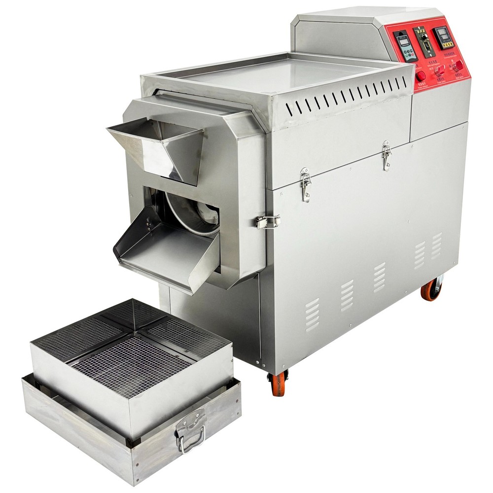 220V Electric Coffee Bean Nut Roaster Roller Type Roasting Machine 27.5Lbs