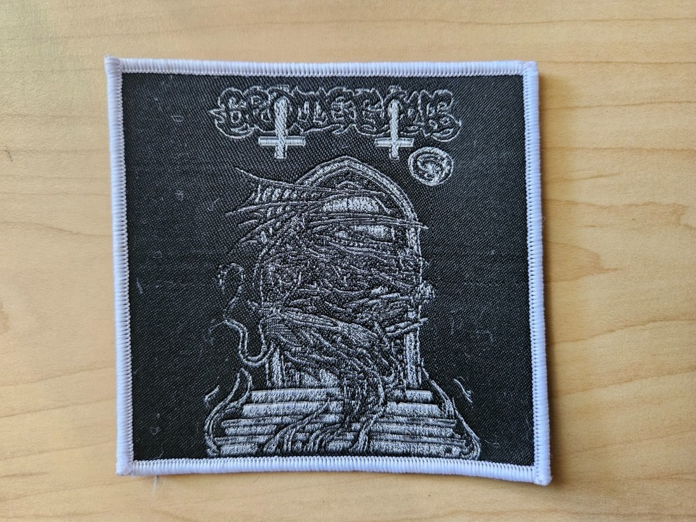 GROTESQUE, SEW ON WHITE BORDER WOVEN PATCH