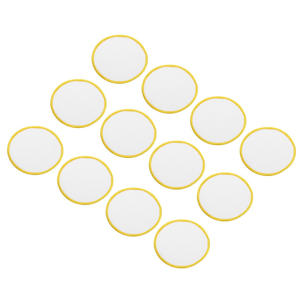 15pcs Sublimation Patch Blank Round White with Yellow Border