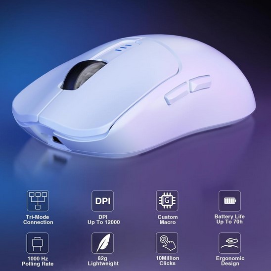Aula SC580 Wireless Mouse Ergonomic Gaming Adjustable DPI White
