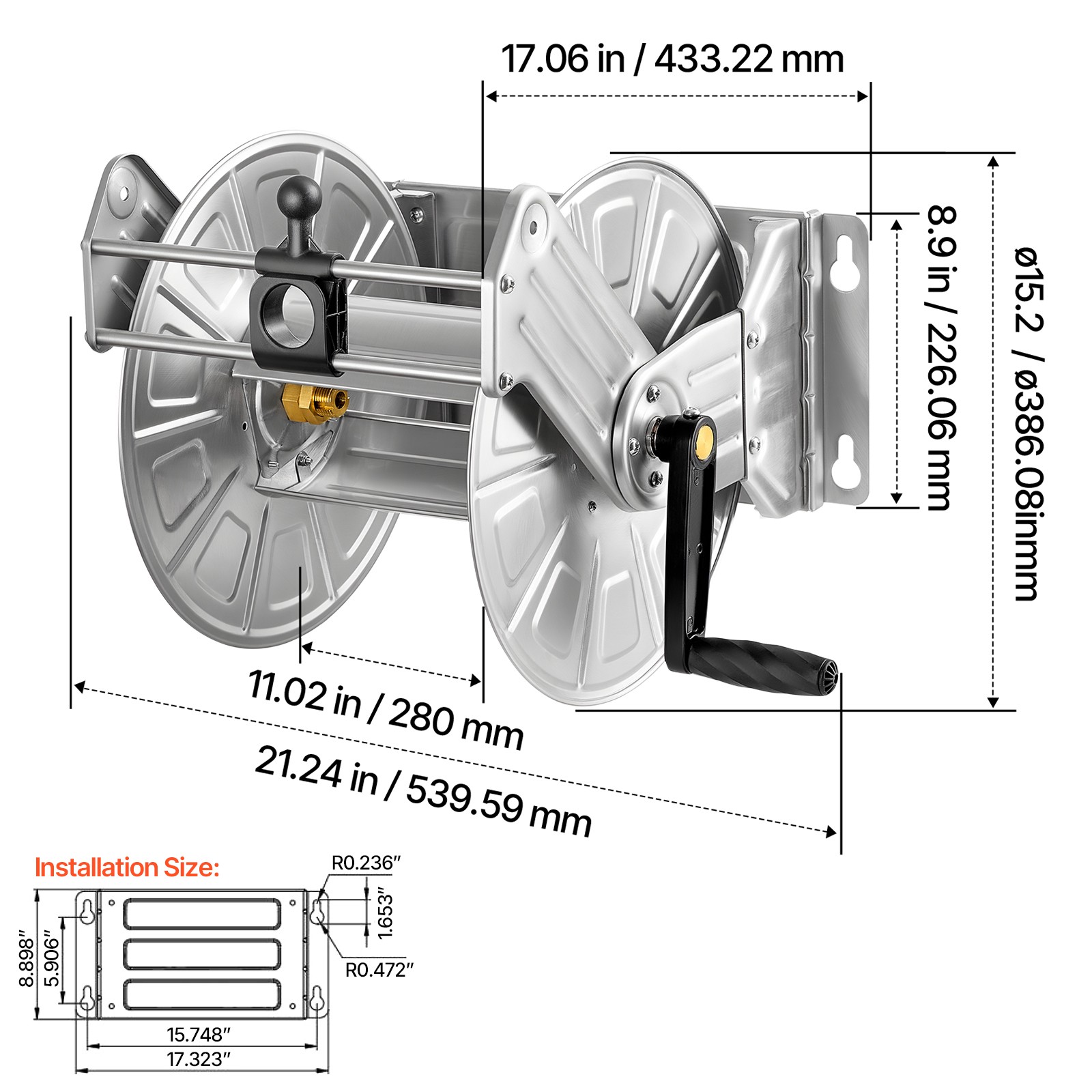 Wall Mounted Garden Hose Reel 150ft 5/8 in Hose Winder