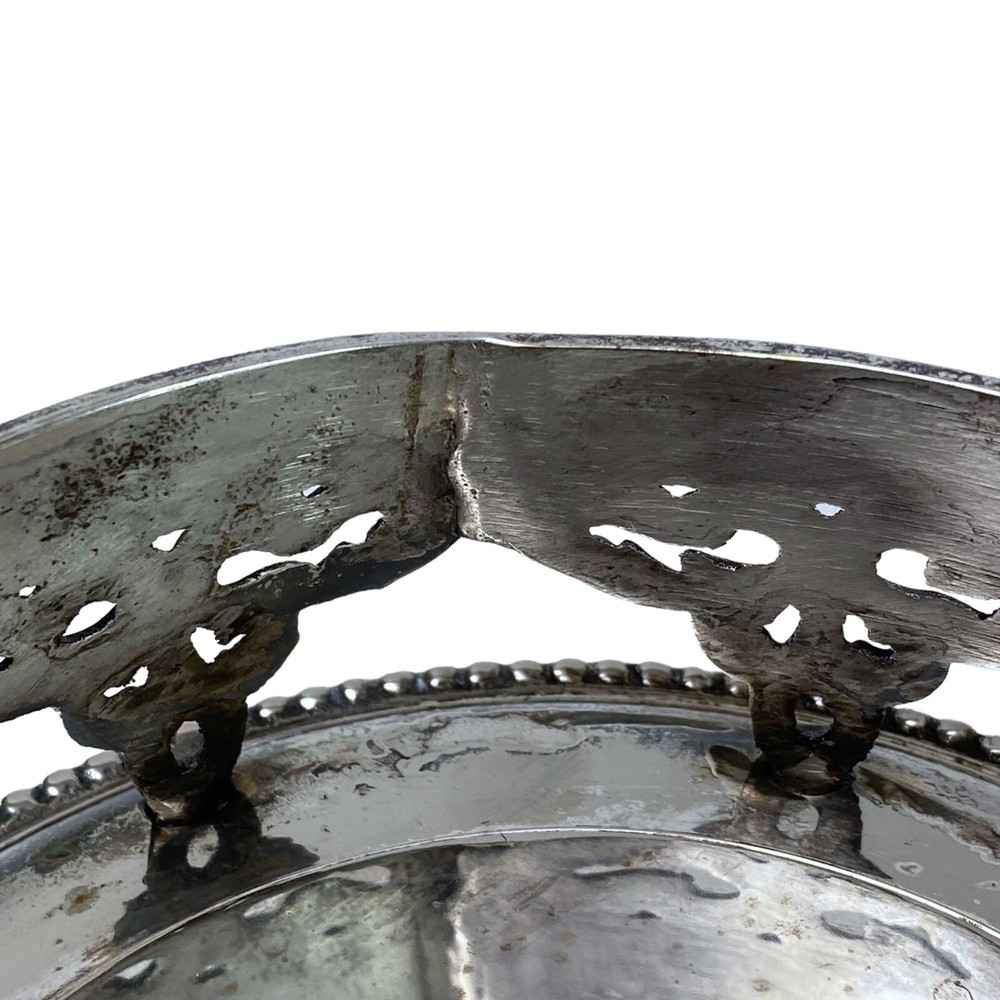 MARK ROBERTS Wine Coaster Ornate Bottle Holder Silver Plate