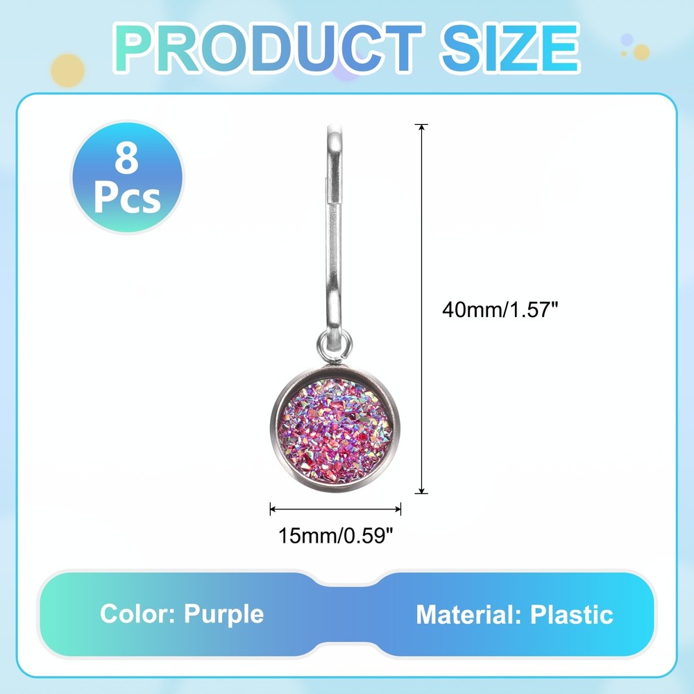 8Pcs Zipper Pulls Charm, Zipper Pull Replacement (Purple)