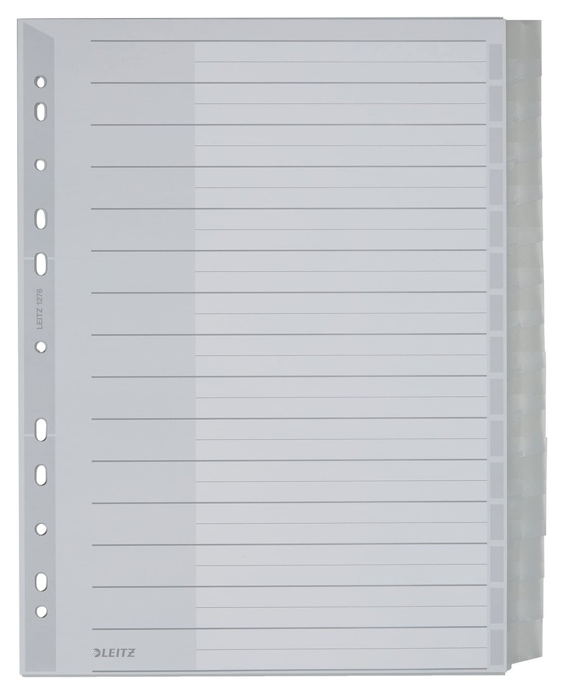 Leitz 12760000 Plastic Index Blank A4 Polypropylene 15 Sheets Grey