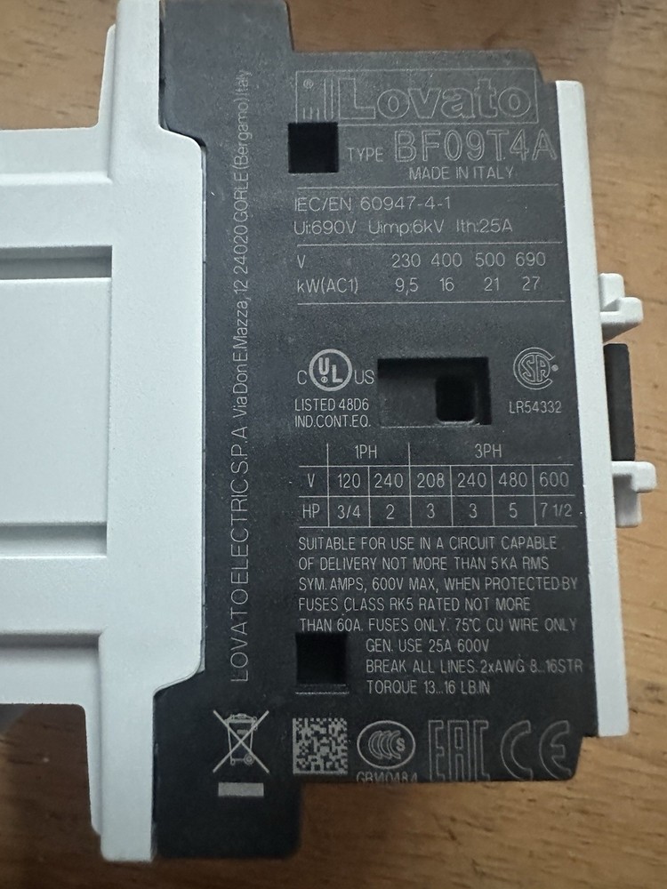 Lovato contractor BF09 T4 A230
