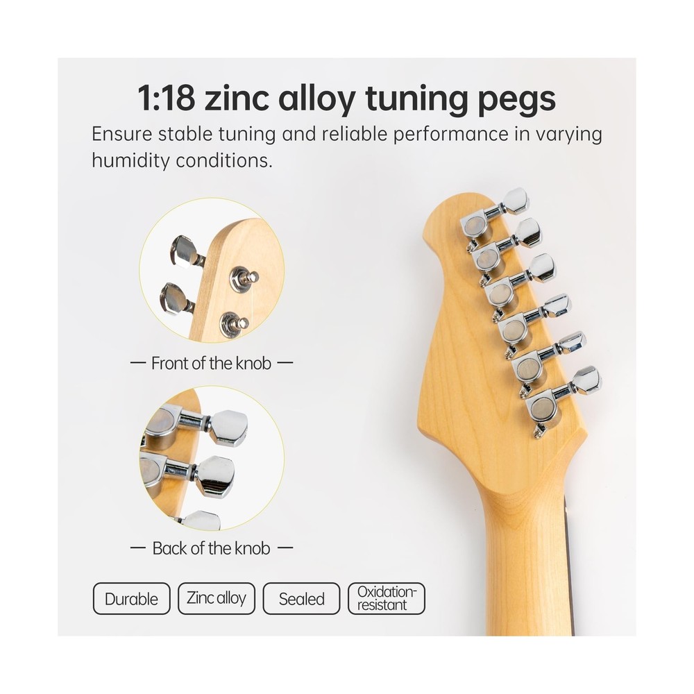 MOSEN MS-CS50 Full Size Beginner Electric Guitar, 39 Inch Solid Body & Maple ...