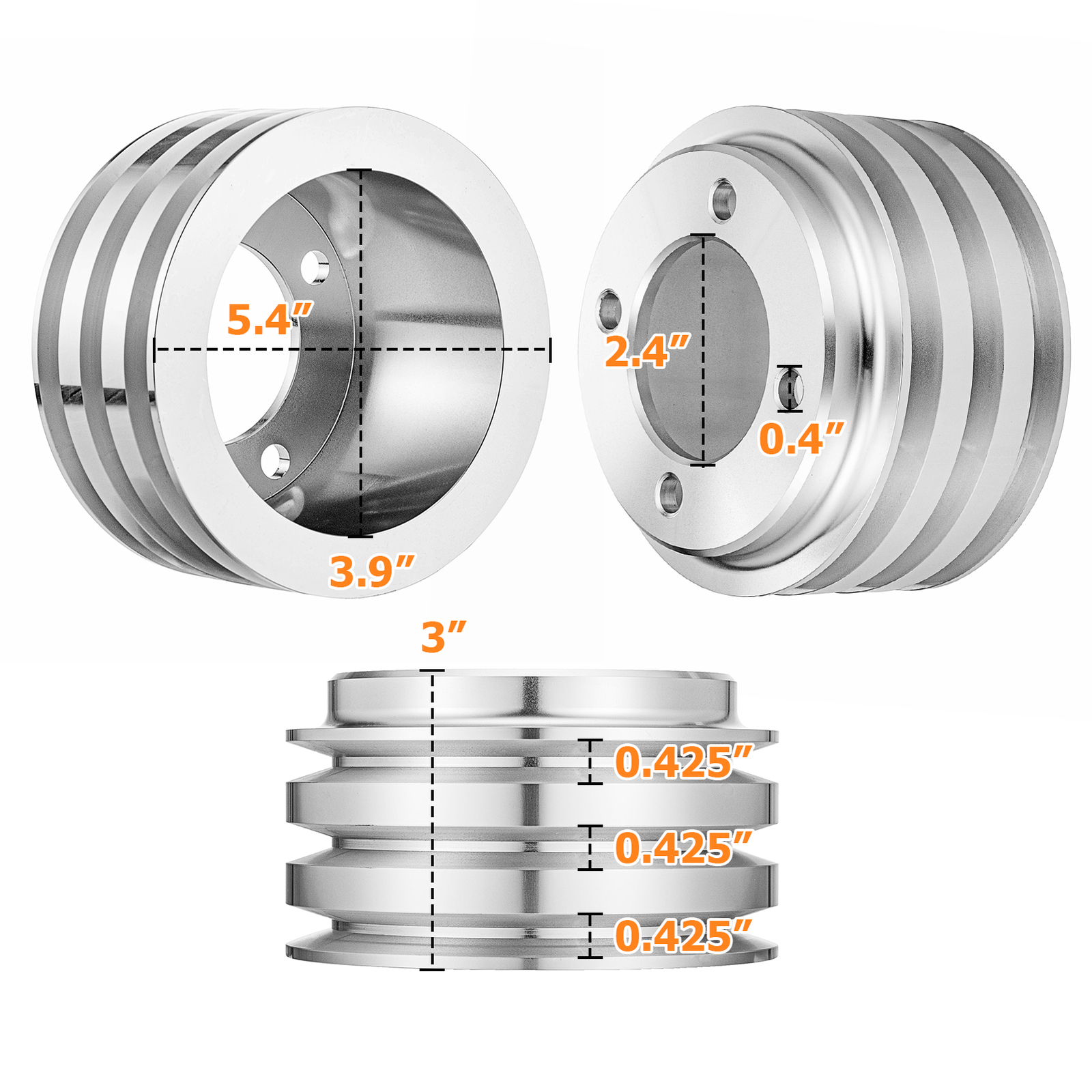 For Small Block Ford 302 351W V-Belt Pulley Kit Alternator Water Pump Crankshaft