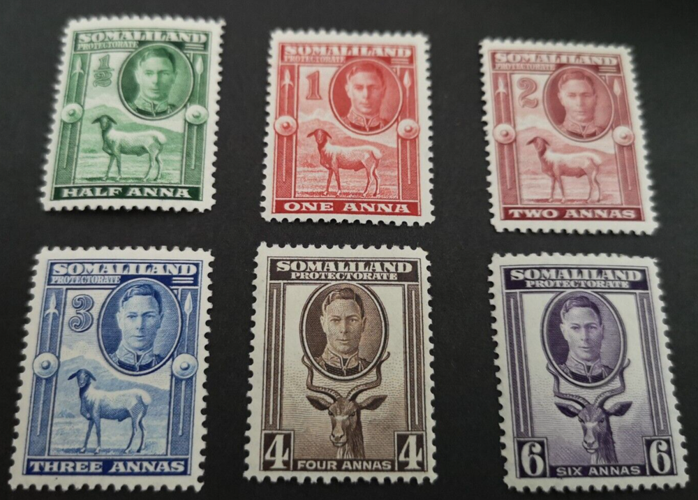 Somaliland Protectorate 1938 : MH OG - 1/2a to 6a violet: Nice examples