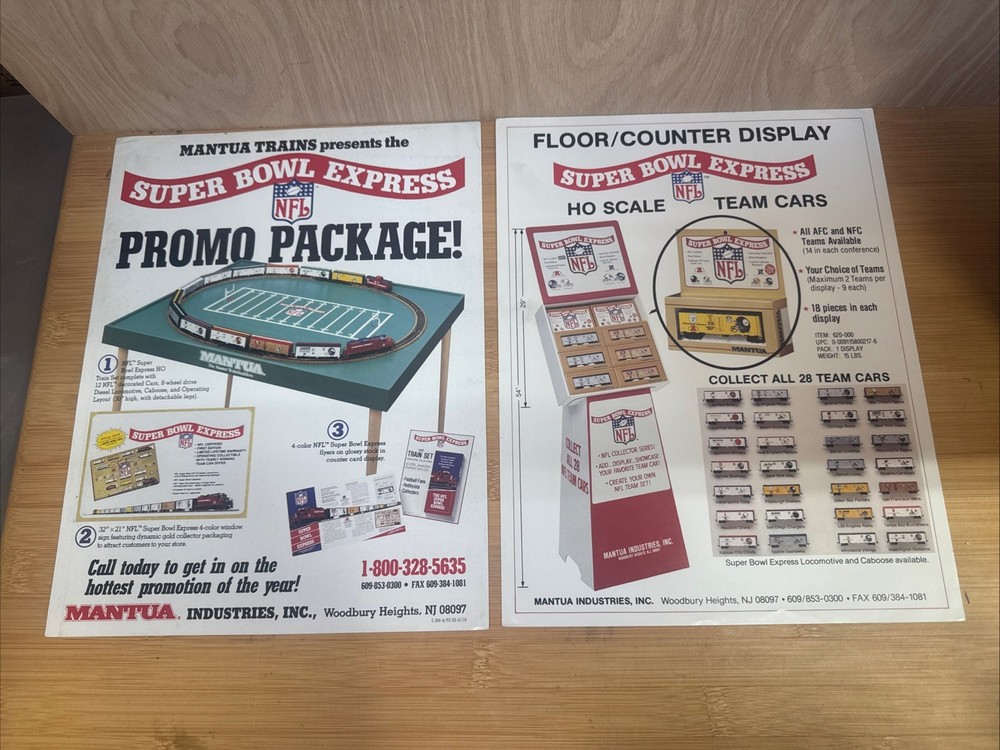Mantua Super Bowl Express Ready to Run Train  NFL First Edition Brochure Only