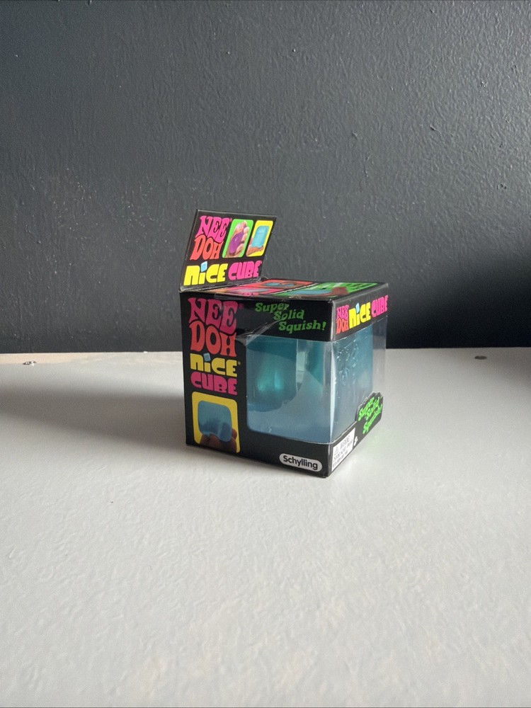 Nee Doh Nice Cubes Ice Cube Toy Fidget Super Solid Squish Blue