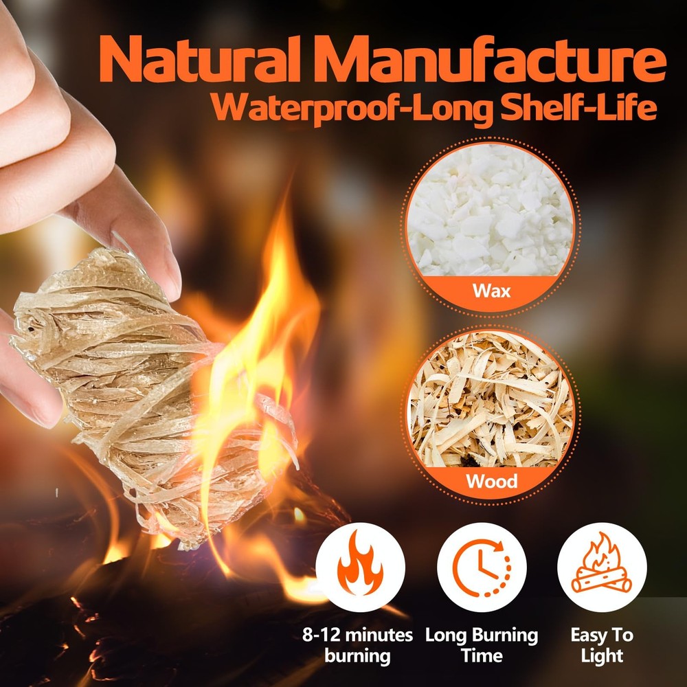 72PCS Fire Starters for Campfires Grill BBQ Camping Fireplace Fire Pit, Quick