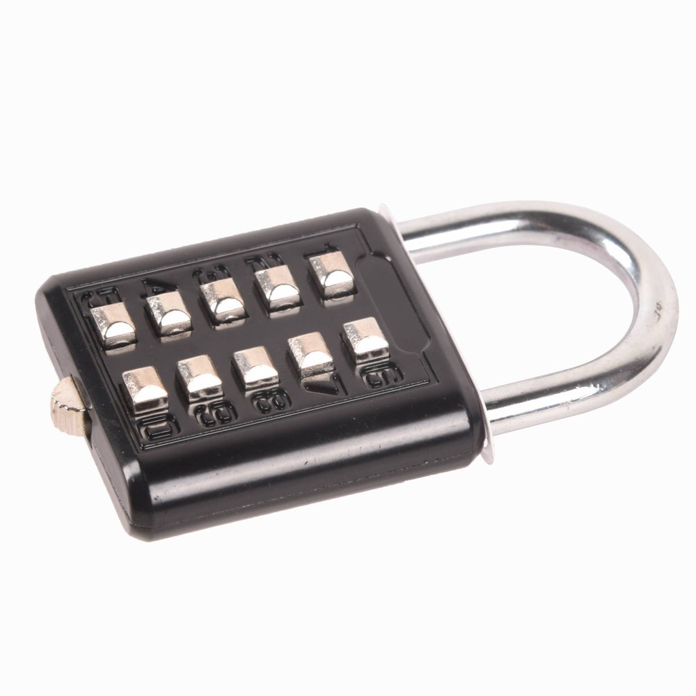 10 Digit Push Button Combination Lock Travel Padlock 5 Digit Locking Mechanism