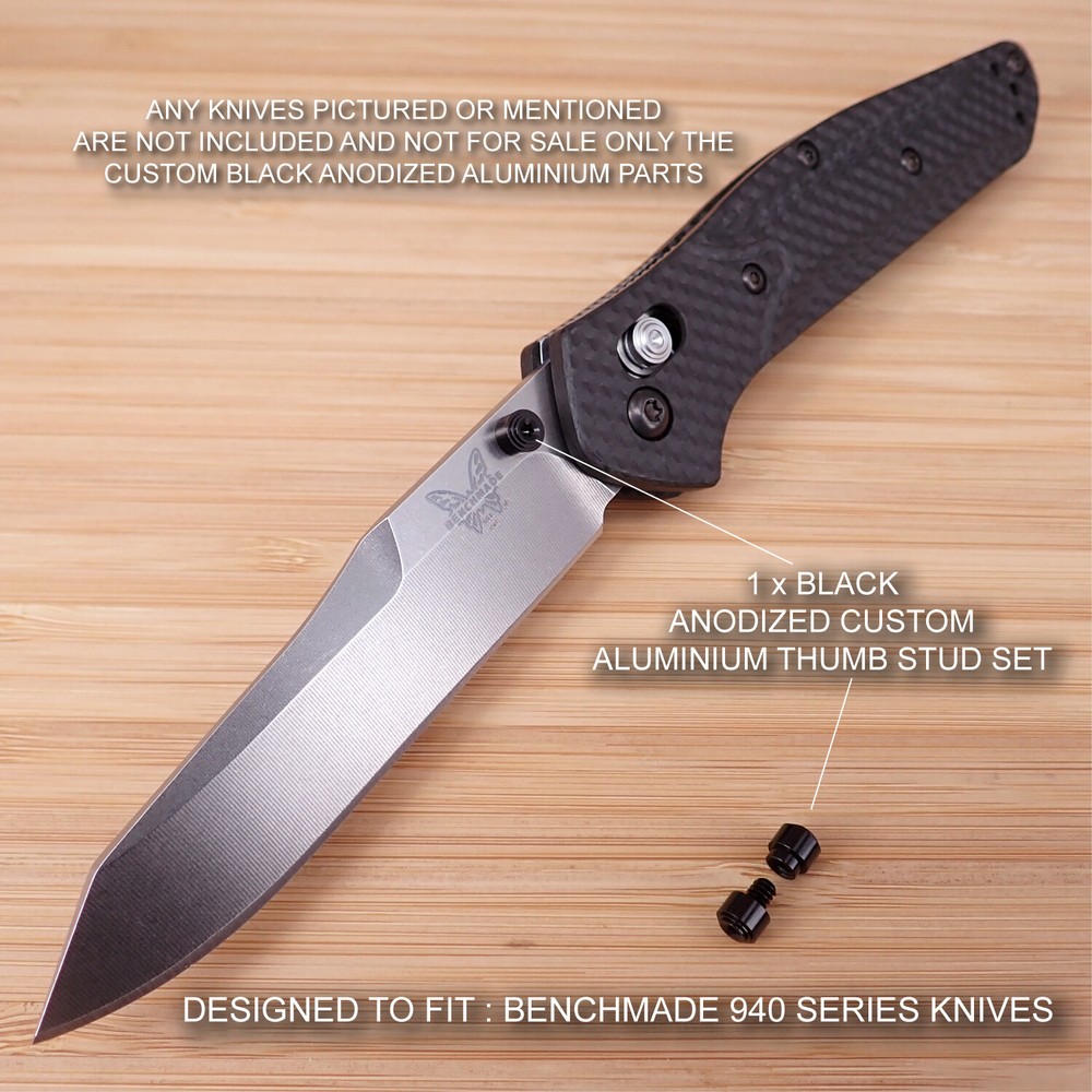 Benchmade 940-2 Osborne Knife 2 pc Custom Designed Thumb Stud Set Anodized BLACK