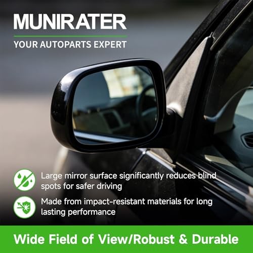 Black Driver Side Mirror Power Paintable Replacement for 2003-2008 Corolla
